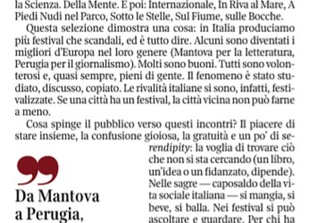 Il Corriere della Sera – Smania per i festival, debolezza da scrittore